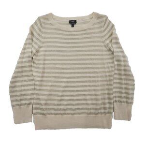 Talbots Tinsel Thread Sweater Petite‎ Women's PL Tan Long Sleeve Holidays EUC